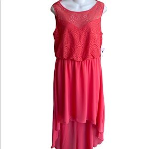 NWT Coral Bisou Bisou High Low Hemline Sleeveless Midi Dress Lace Ladies 10